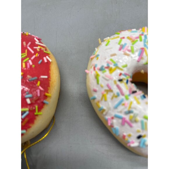 Kurt Adler sweet scoops pink white sprinkle donut ornaments set of 2  READ NEW - Picture 6 of 8